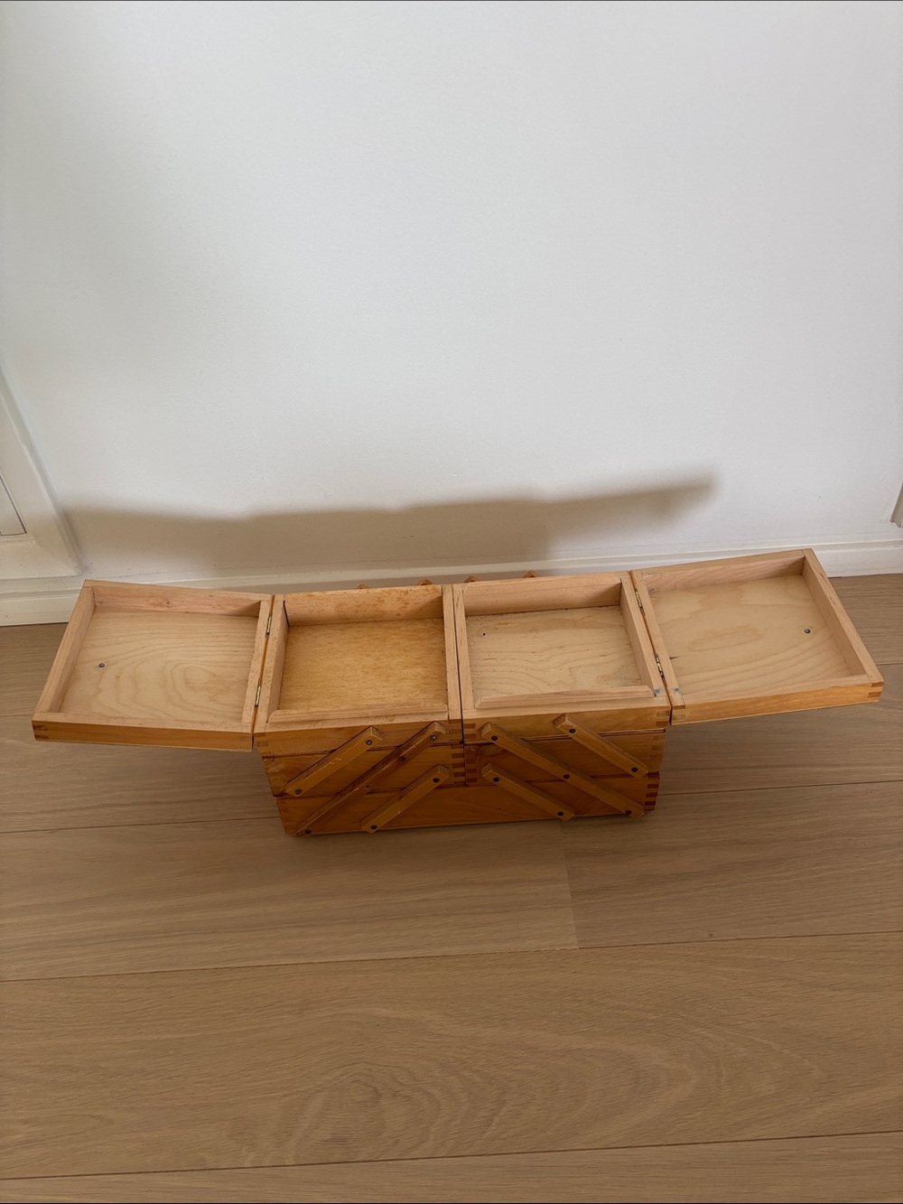Vintage Wooden Sewing Box - Honey Brown - Picture 4 of 8